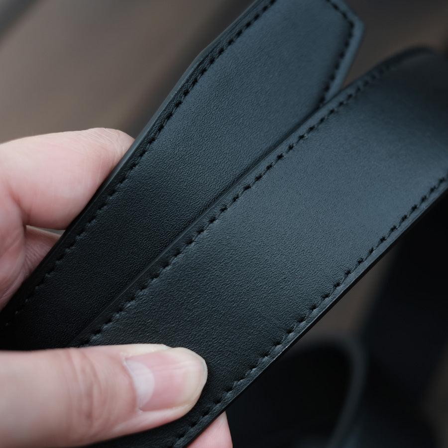 black full grain leather